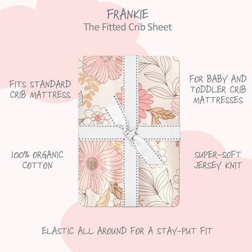 Butterblu Frankie Fitted Crib Sheet 100% Organic Cotton, Pretty Petals - Image 2