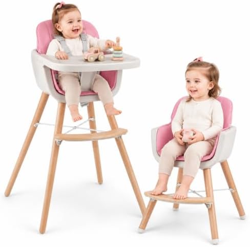 HONEY JOY Baby High Chair, 6-in-1 Eat & Grow Wooden Highchair/Toddler Chair by HONEYJOY