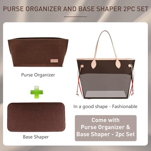 Doxo Purse Organizer Insert for Handbags & Base Shaper 2pc Set, Felt Neverfull - Image 3