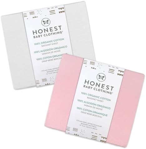 HonestBaby 2-Pack Organic Cotton Fitted Bassinet Sheet, One Size - Image 4