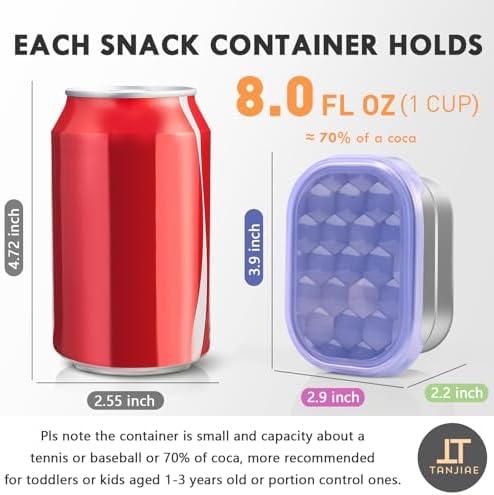 Tanjiae 8oz Small Stainless Steel Snack Containers - Image 2