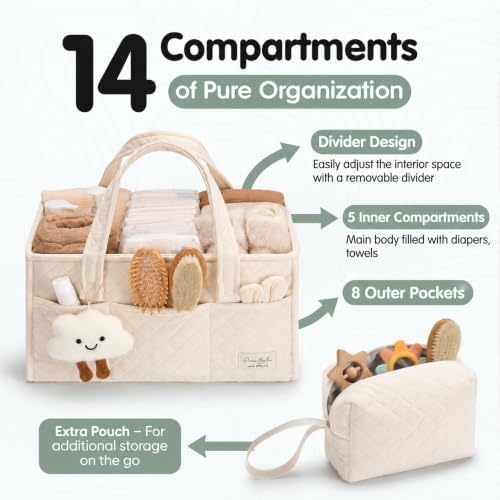 PeraBella Baby Diaper Caddy Organizer, Baby Basket Shower Gift, Portable - Image 2