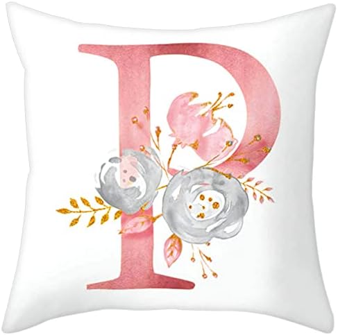 Throw Pillow Covers Alphabet Decorative Pillow Cases ABC Letter Flowers Cushion by Eanpet