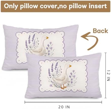 Purple Goose Nursery Decor Throw Pillow Cover 12x20 Pillowcases - Image 3
