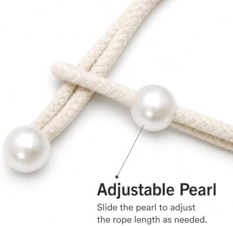 Beige Bear Curtain Tiebacks 4 Pack, Adjustable No-Drill Rope Ties - Image 4