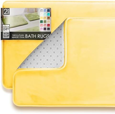 Clara Clark 2 Piece Bathroom Rugs Bath Mat Set, Velvet Memory Foam Bath Mats by ClaraClark