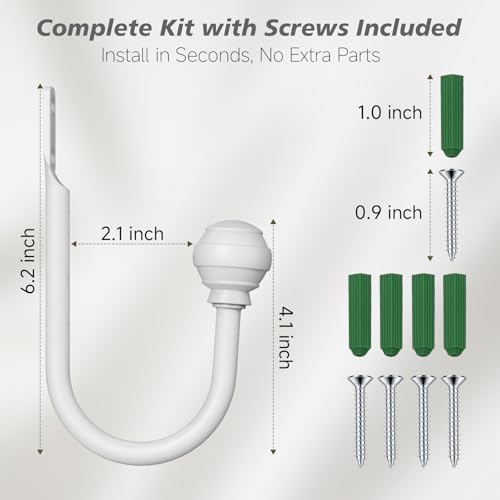 Hion Curtain Holdbacks White 6pcs, Curtain Tiebacks Wall Mounted Hooks - Image 2