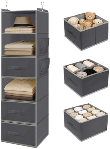 Hanging Closet Organizer 6-Shelf by KUKIKAN