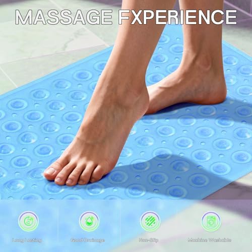 Anti-Slip Bathtub Shower Mat 28×15 Inch Sky Blue - Image 4