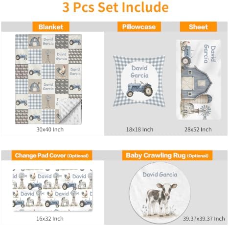 Custom Baby Boy Minky Crib Bedding Set, Farm Cow Bedding 3 Pcs Set - Image 4