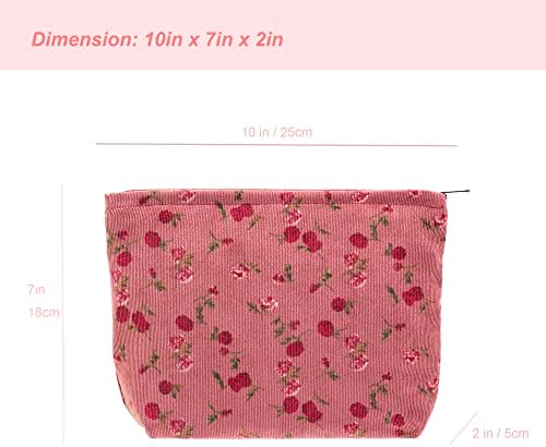 PAZIMIIK Makeup Bag Large Zipper Corduroy Make Up Pouch - Image 2
