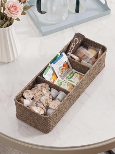 Nonam 3-Section Seagrass Tea Bag Organizer, Wicker divided basket - Image 7