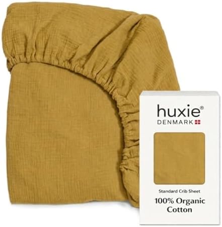 Crib Sheets, 100% Organic Cotton Muslin, Fitted 28"x52" Standard by huxie