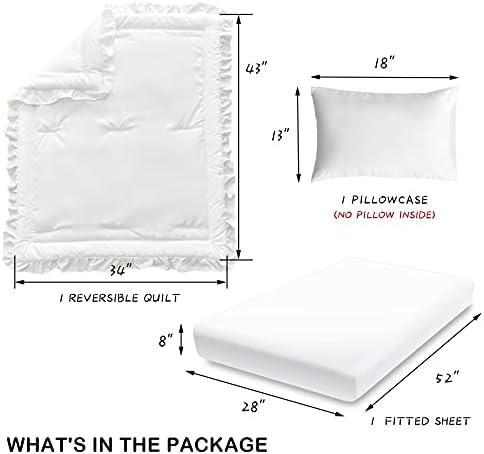 3 Pieces Crib Bedding Set Baby Ruffle Quilted Comforter - Image 4