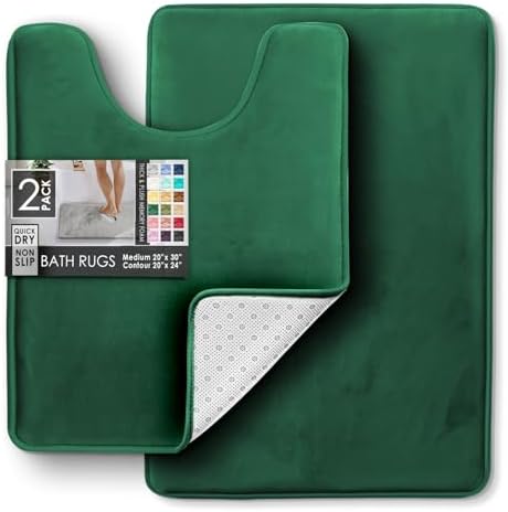 Clara Clark 2 Piece Bathroom Rugs, Velvet Memory Foam Bath Mat Set, Non-Slip - Image 3