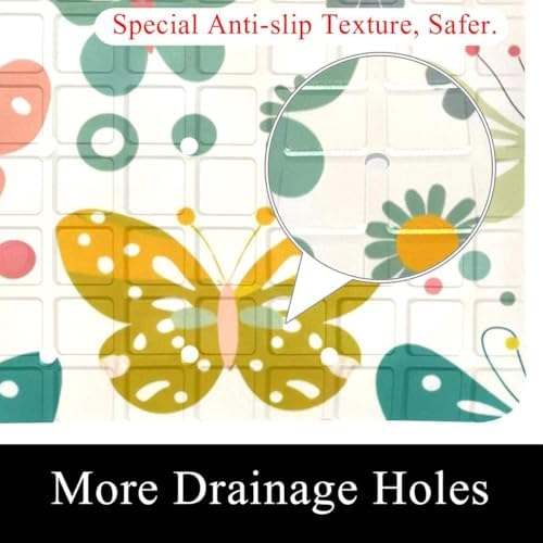Bathtub Mat Non Slip 26.8x15.1In, Colorful Butterflies Bath Mat - Image 2