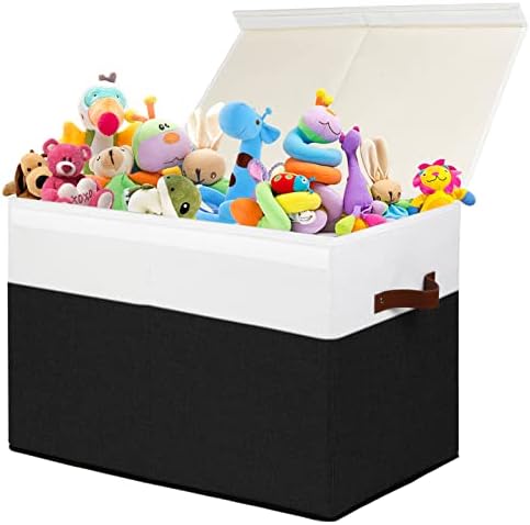 Large Toy Storage Box with Lid, Toy Chest Bin Boxes Basket with Dividers by Gowee