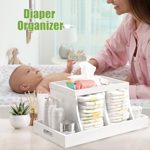 Diaper Caddy Organizer, Changing Table Organizer, Wooden Diaper Organizer - Image 2