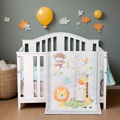 Animals 3pcs Baby Crib Bedding Set, by JHLCARPET