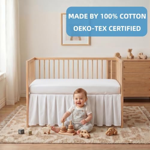 Baby Crib Skirt 100% Cotton Pleated Dust Ruffle - Image 2
