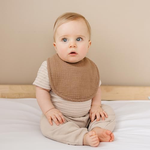 Konssy 8-Pack Muslin Baby Bibs, Adjustable Fit - Image 4