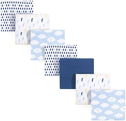 Luvable Friends Unisex Baby Cotton Flannel Receiving Blankets, Boy Clouds 7-Pack - Image 2