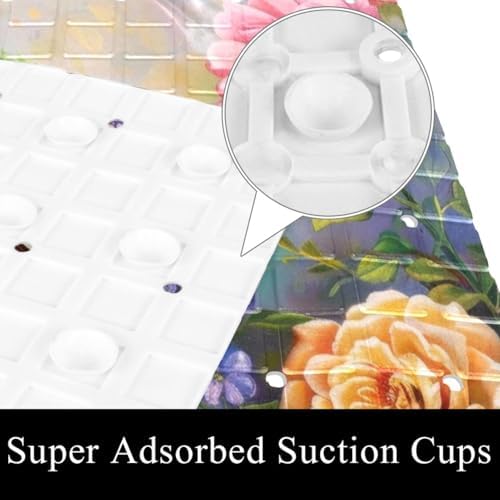 Bathtub Mat Non Slip 26.8x15.1 Inch, Hummingbird and Flower Shower Mat - Image 3