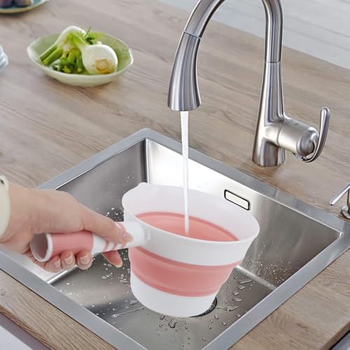 Folding Water Ladle for Bath Collapsible Water Scoop Bath Ladle Pink - Image 6