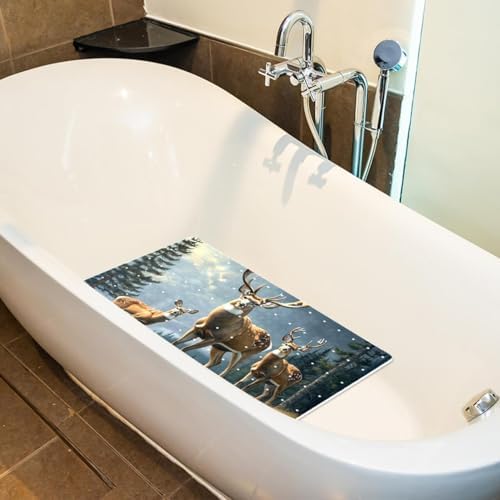 Bathtub Mat Non Slip 26.8x15.1In, Forest Deers Bath Mat - Image 5