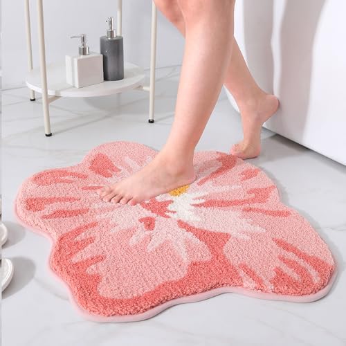 Bathroom Rug Mat, Cute Round Flower Bath Mat - Image 3