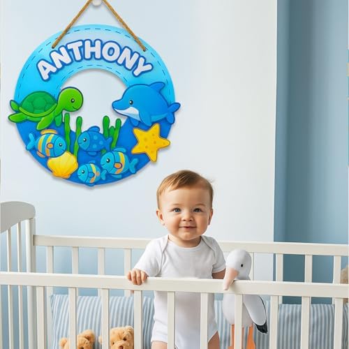 Ocean Friends Round Personalized Wooden Sign - Image 5