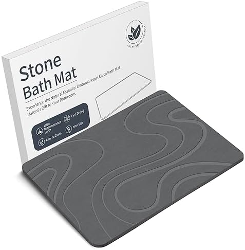 VEELOIM Stone Bath Mat, Diatomaceous Earth Bath Mat, Shower Mat Grey by VEELOIM