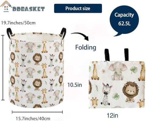Kids Laundry Basket Animal Hamper - Image 2