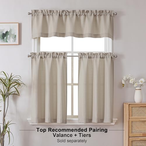 Chyhomenyc Moon Beige Valance for Windows, Light Filtering Faux Linen Textured - Image 2