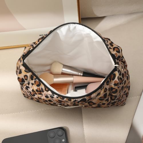 uekeboag Quilted Cotton Makeup Bag 2Pcs Coquette Cosmetic Bag, Large Soft - Image 3