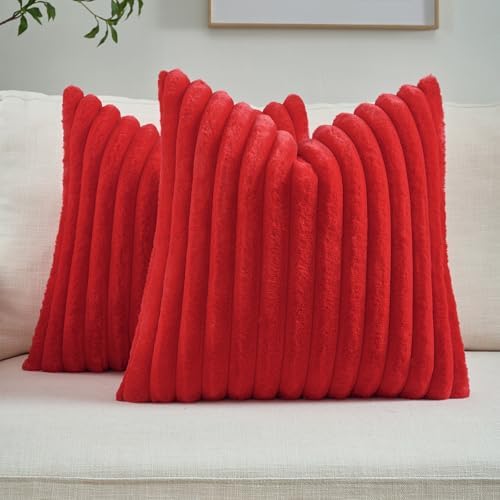 FUTEI Pack of 2 Faux Fur Throw Pillow Covers 24x24 Inch by FUTEI