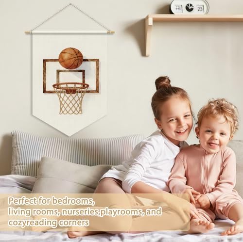 Basketball Room Decor for Boys, Retro Basketball Hoop Wall Banner Flag - Image 3