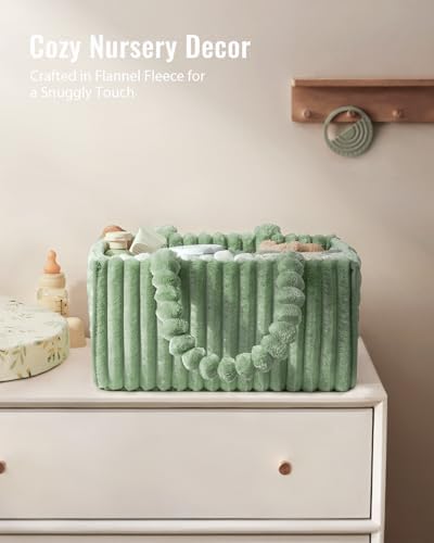 Blissful Diary Flannel Diaper Caddy Organizer & Gift Packaging, Sage Green - Image 2
