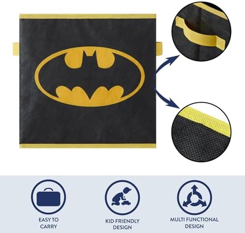 Batman Kids Storage Cubes, 2 Pack Foldable Fabric Bins - Image 2