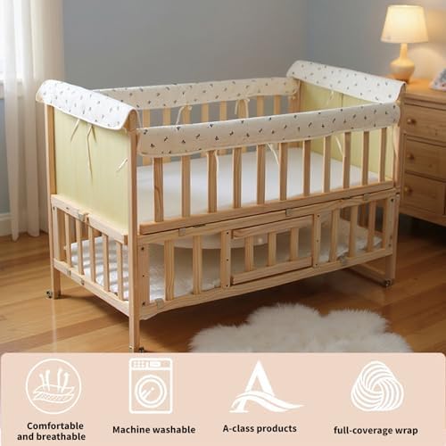 4pcs Rails Protections Cover Thick Cotton Crib Rails Protectors Adjustable - Image 6