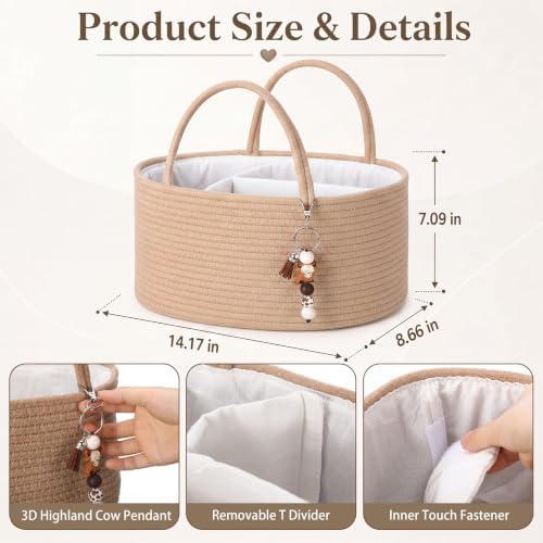 Hushee Highland Cow Baby Diaper Caddy Organizer Bag Basket - Image 3