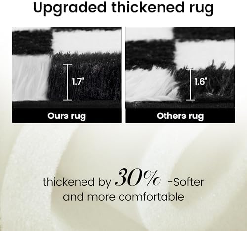 Super Soft Rug for Bedroom, 3x5 Ft Black and White Area Rug Classic Checkered - Image 4