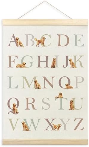 TLESKE Golden Retriever Alphabet ABC Chart Poster Hanger Frame, Homeschool by Unknown