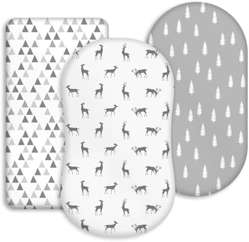 Baby Bassinet Sheets Girl Boy, 3 Pack Fitted Bassinet Sheet by CivaruaKids