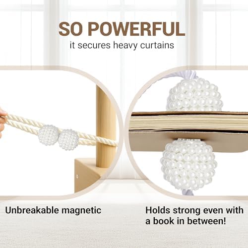 Hion Magnetic Curtain Tiebacks Beige 2pcs, Curtain Holdbacks Hooks Holders - Image 6