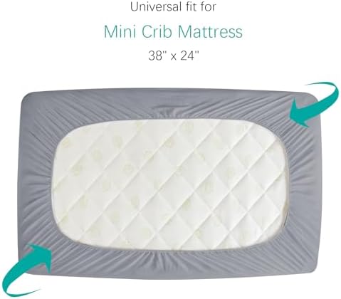 Mini Crib Mattress Protector 2 Pack Mini Crib Sheets Waterproof Pad Cover - Image 2
