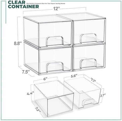 Sorbus Clear Stackable Baby Bottle Organizer Bins – 4 Pack Modular Plastic - Image 3