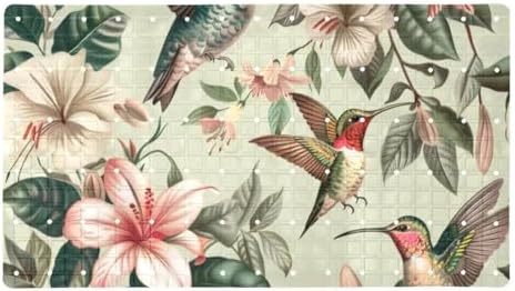 Bathtub Mat Non Slip 26.8x15.1In, Hummingbird Floral Bath Mat by Anna+Cowper