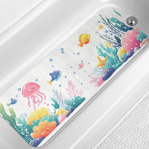 LNOND Bath Mat for Tub for Kids, Toddler Bathtub mat Non Slip, Coral Reef Fish by Lnond