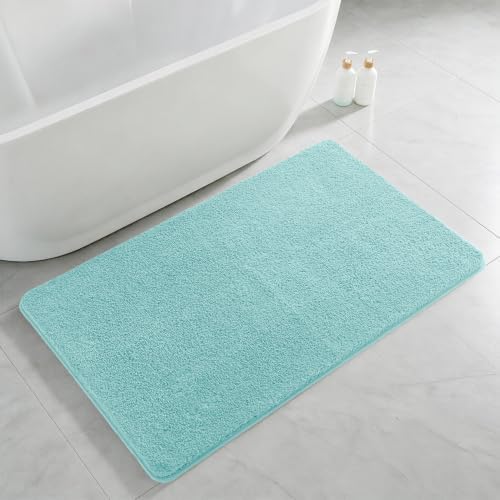 Polyester Bathroom Rug 30"x50" Aqua Haze, Large Soft Bath Mat by Kildoss
